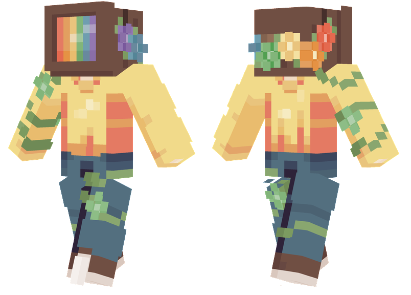Floral TV Head Minecraft Skins